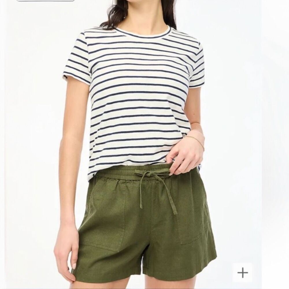 J.Crew Linen Blend Drawstring Shorts Women’s Medium Olive Green